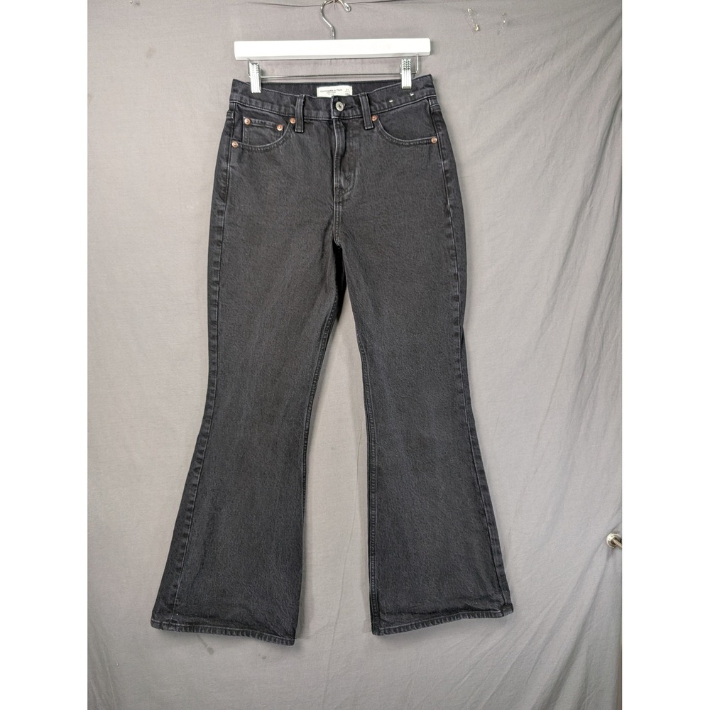 Abercrombie & Fitch Womens 27 High Rise Flare Jeans Black Washed Denim